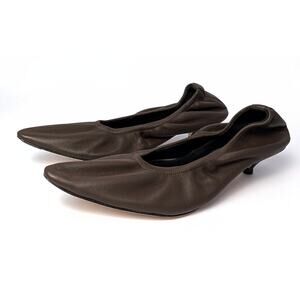The Row Brown Leather Elastic Ballet Pumps Liisa – Size 37 (New Without Box)